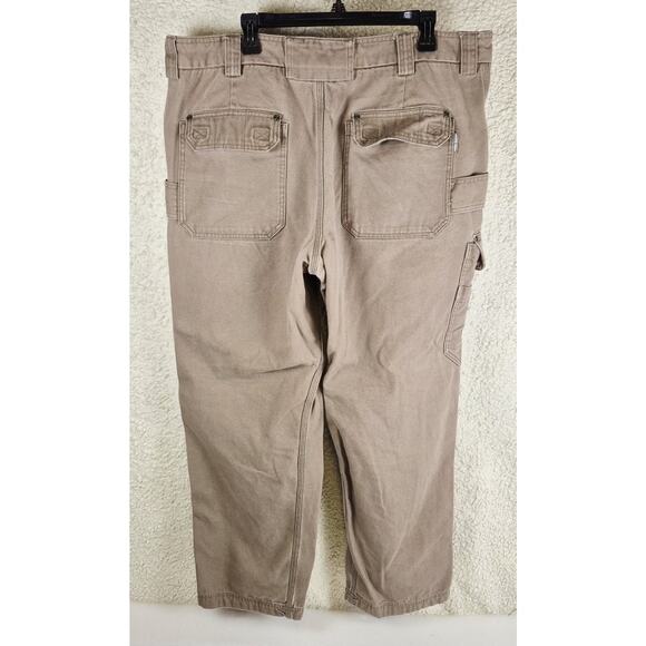 Duluth Trading Co Cargo Pants Mens 42x34 Khaki Relaxed Fit Work Utility Pockets - Picture 2 of 14